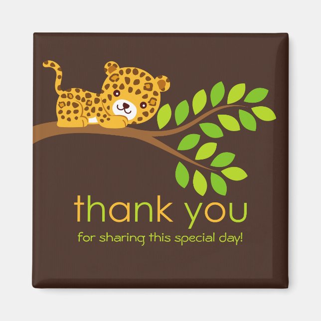 Imán Pequeño Leopardo lindo Gracias Magnet (Frente)