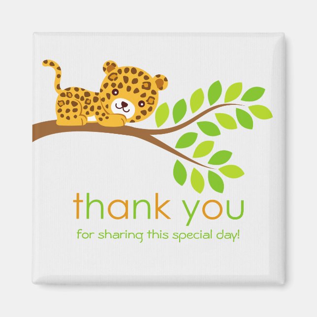 Imán Pequeño Leopardo lindo Gracias Magnet (Frente)