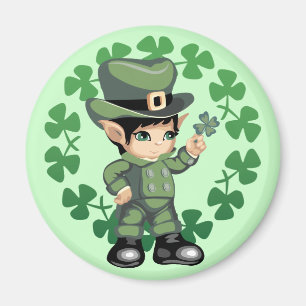 Imán Pequeño Leprechaun con los tréboles