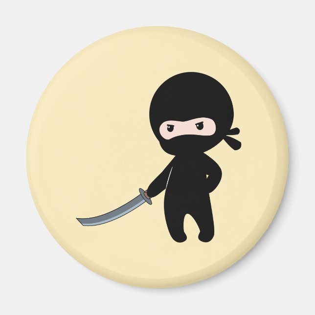 Imán Pequeño Ninja Enfadado en Amarillo (Frente)