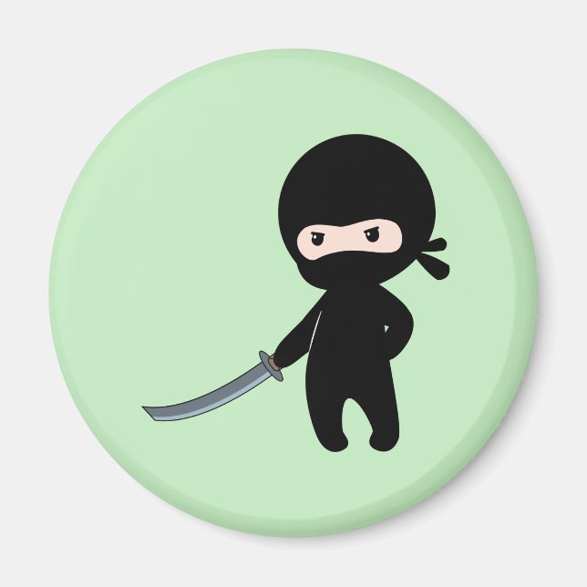 Imán Pequeño Ninja Enojado en Verde (Frente)