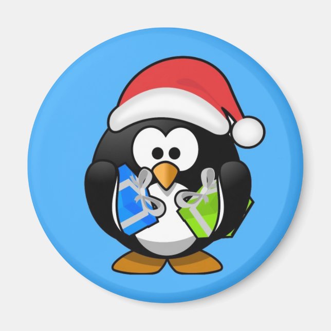 Imán Pequeño pingüino de Navidades animados (Frente)