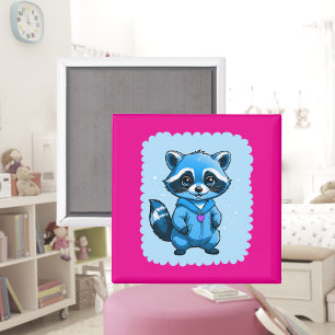 Imán Pequeño Raccón En El Magnet Azul