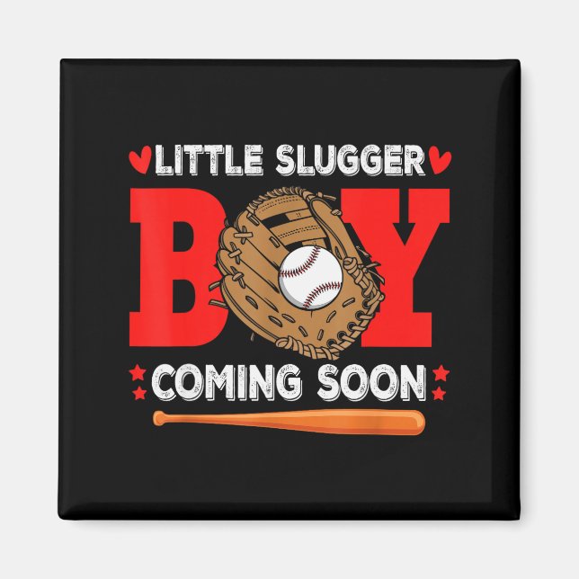Imán Pequeño Slugger Niño Pronto Anuncio de Bebé B (Frente)