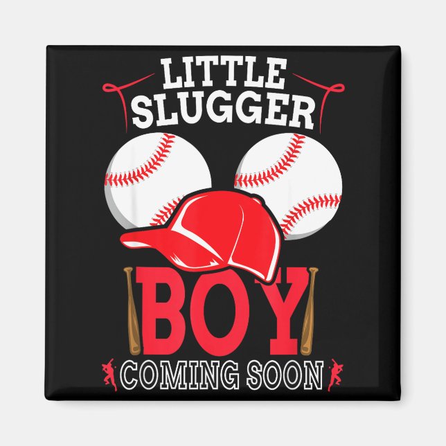 Imán Pequeño Slugger Niño Pronto Anuncio de Bebé B (Frente)