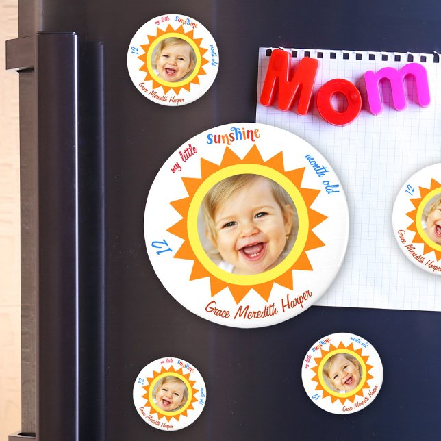 Imán Pequeño Sunshine Baby Photo Keepsake Kitchen Offic (Little Sunshine Baby Photo Keepsake Kitchen Office Magnet)