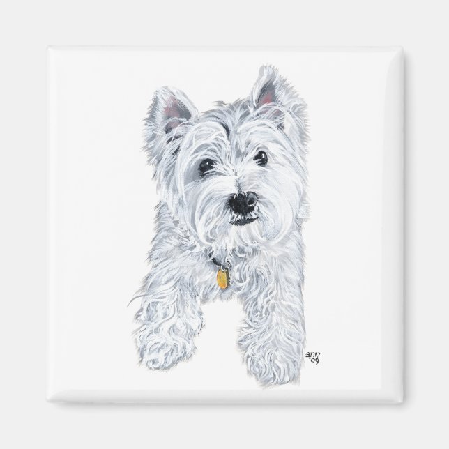 Imán Pequeño Westie Curioso (Frente)