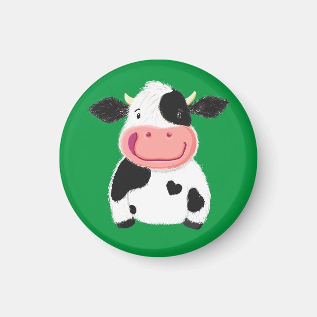 Imán Pequeño y feliz Holstein Dairy Cow (Frente)