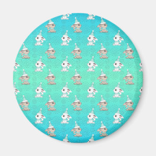Imán Pequeños conejillos de nieve en el patrón de Gorra