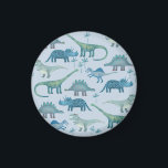 Imán Pequeños dinosaurios azules<br><div class="desc">Montones de pequeños dinosaurios sobre un fondo azul medio. Ideal para paleontólogos.</div>