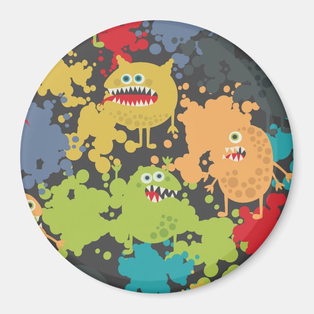 Imán Pequeños monstruos graciosos (Frente)