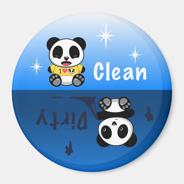 Imán Pequeños pandas limpios sucios (Frente)