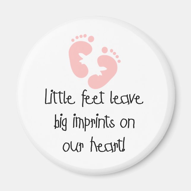 Imán Pequeños pies grandes impresiones rosadas (Frente)
