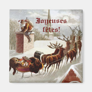 Imán Père Noël avec traîneau et renne aimant décoratif