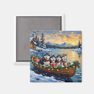 Imán Pereza de Navidad de Malamute de Alaska Barco Fies