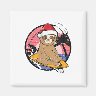 Imán Perezoso Surfista Navidad En Julio Playa Vacacione