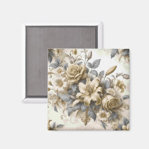 Imán Perfección floral amarilla antigüa