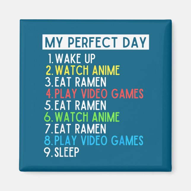Imán Perfect Day Anime Gaming Ramen Lover Funny Eat Sle (Frente)
