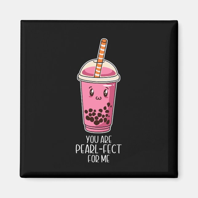 Imán Perfecto para mí boba pearl tea beber kawaii negro (Frente)