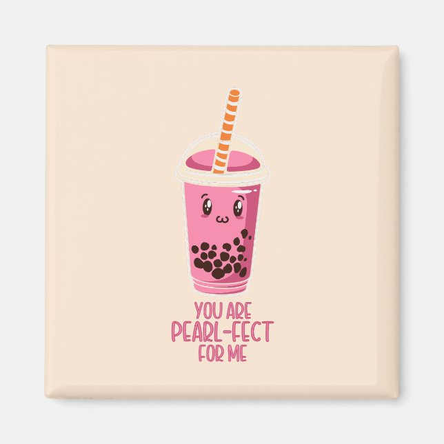 Imán Perfecto para mí boba pearl tea kawaii rosado (Frente)