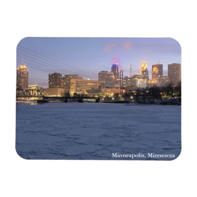 Imán perfil de minneapolis y río misisipi congelado (Horizontal)