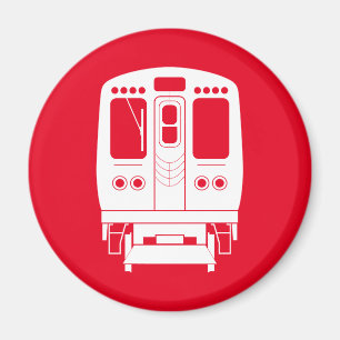 Imán Perfil "L" de Chicago Blanco sobre fondo rojo