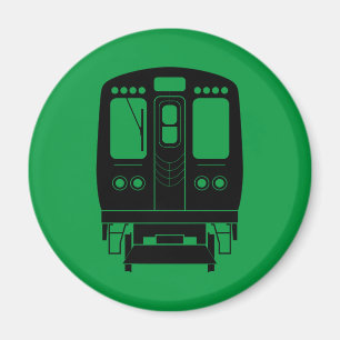 Imán Perfil "L" de Chicago Negro sobre fondo verde