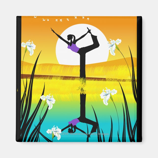 Imán Perfil lateral de una mujer practicando yoga (Frente)