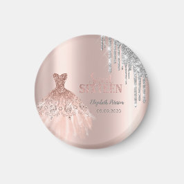 Imán Perforaciones de Purpurina Guay Silver,Vestido Ros