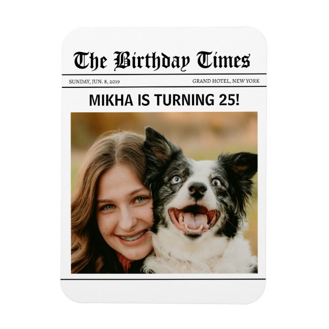 Imán Periódico de Cumpleaños (Vertical)