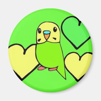Imán Periquito verde con corazones