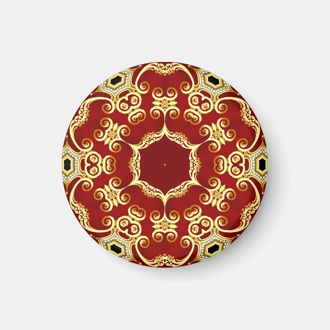 Imán Perla de oro: ilustracion decorativo de marco. (Frente)