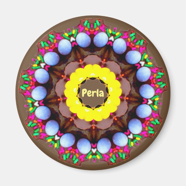 Imán Perla ~ Fractal del patrón personalizado de Pascua (Frente)