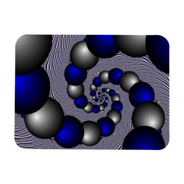 Imán Perlas Plateadas Y Azules Al Infinito (Horizontal)