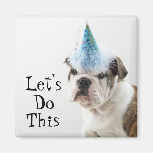 Imán Perrito británico del bulldog que lleva un gorra