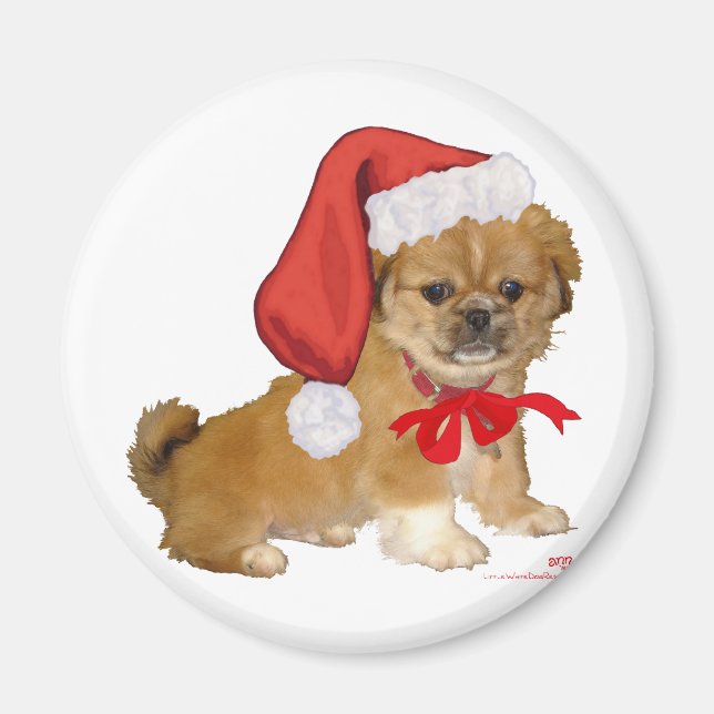 Imán Perrito de Pekín Navidad (Frente)