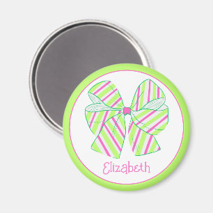 Imán Perrito rosa y verde a rayas personalizado