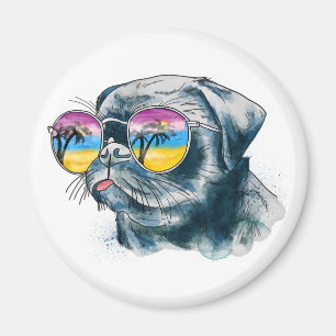 Imán Perrito tropical de la acuarela