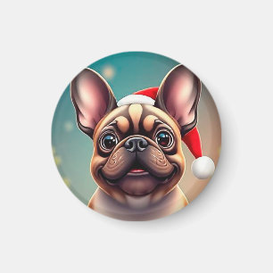 Imán Perro Adorable con Gorro de Santa