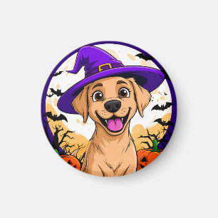 Imán Perro Adorable con Sombrero de Bruja