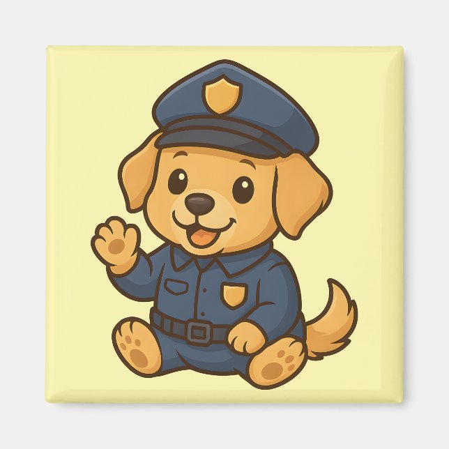 Imán Perro Adorable De La Policía Cuidadosa Repertorio  (Frente)