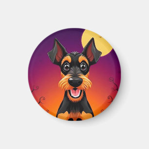 Imán Perro Adorable en Escena de Halloween