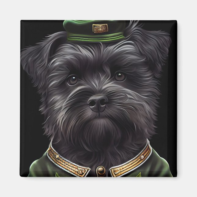 Imán Perro Affenpinscher con vestido de San Patricio (Frente)