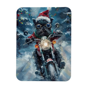 Imán Perro Affenpinscher montando motocicleta en Navida
