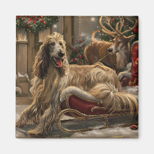 Imán Perro afgano navideño festivo