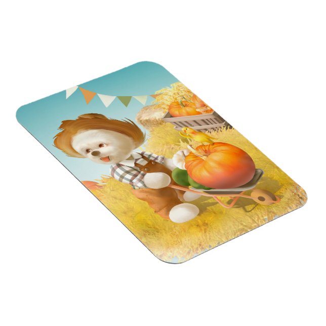 Imán Perro agricultor con calabaza (Lado Derecho)