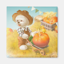 Imán Perro agricultor con calabaza