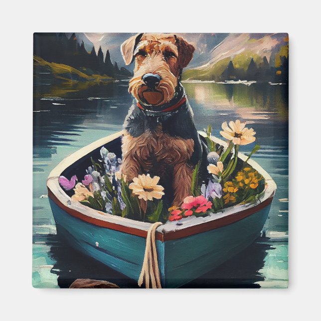 Imán Perro Airedale en un pádel: una aventura escénica (Frente)