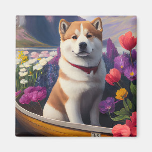 Imán Perro Akita en un pádel: una aventura escénica