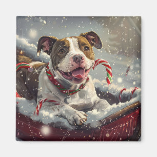 Imán Perro American Staffordshire Fiesta Navideña
